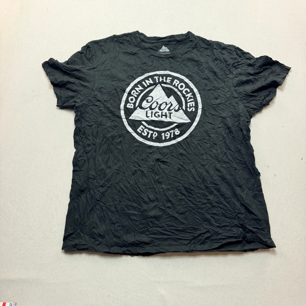 Coors Light Graphic Tee Mens Extra Large Black Excellent Born in the Rockies XL